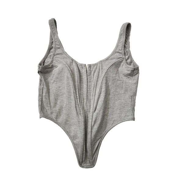 PrettyLittleThing Women's Gray Corset Crop Top – Size 8, Boned, Trendy & Stylish - Picture 1 of 5